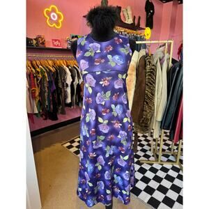 Vintage Y2K 90s Floral All Over Print Midi Dress Size XS